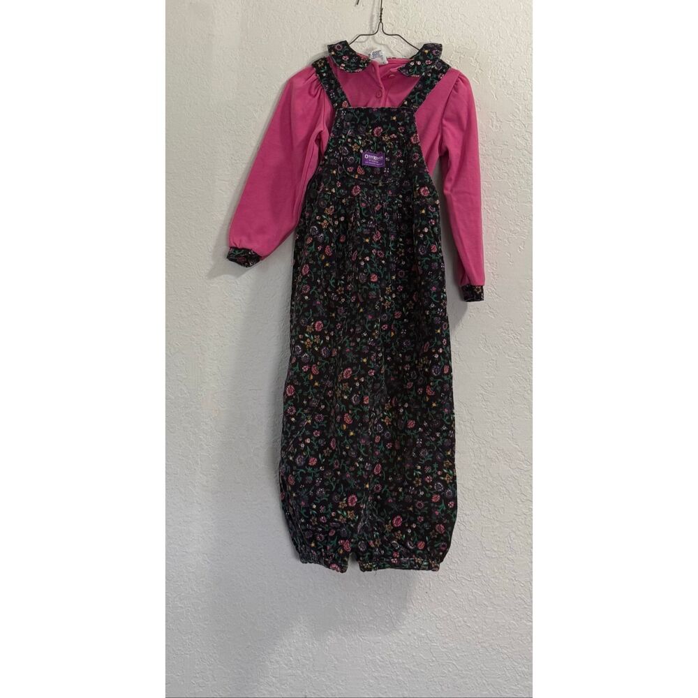 Vintage OSHKOSH 6 Floral All Over Print B'Gosh Corduroy Vestbak Overalls USA